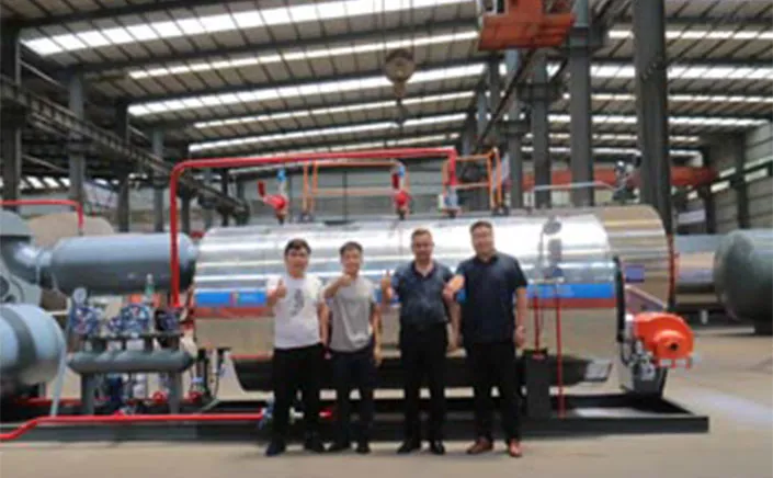 UK customer visiting our factory and confirming the order of Skid-mounted Type Gas Boiler WNS1-1.25-Y(Q)